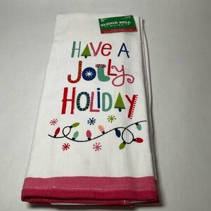 Set of 2  Christmas Holiday Kitchen towels Have a Jolly Holiday 26" x 16" cotton